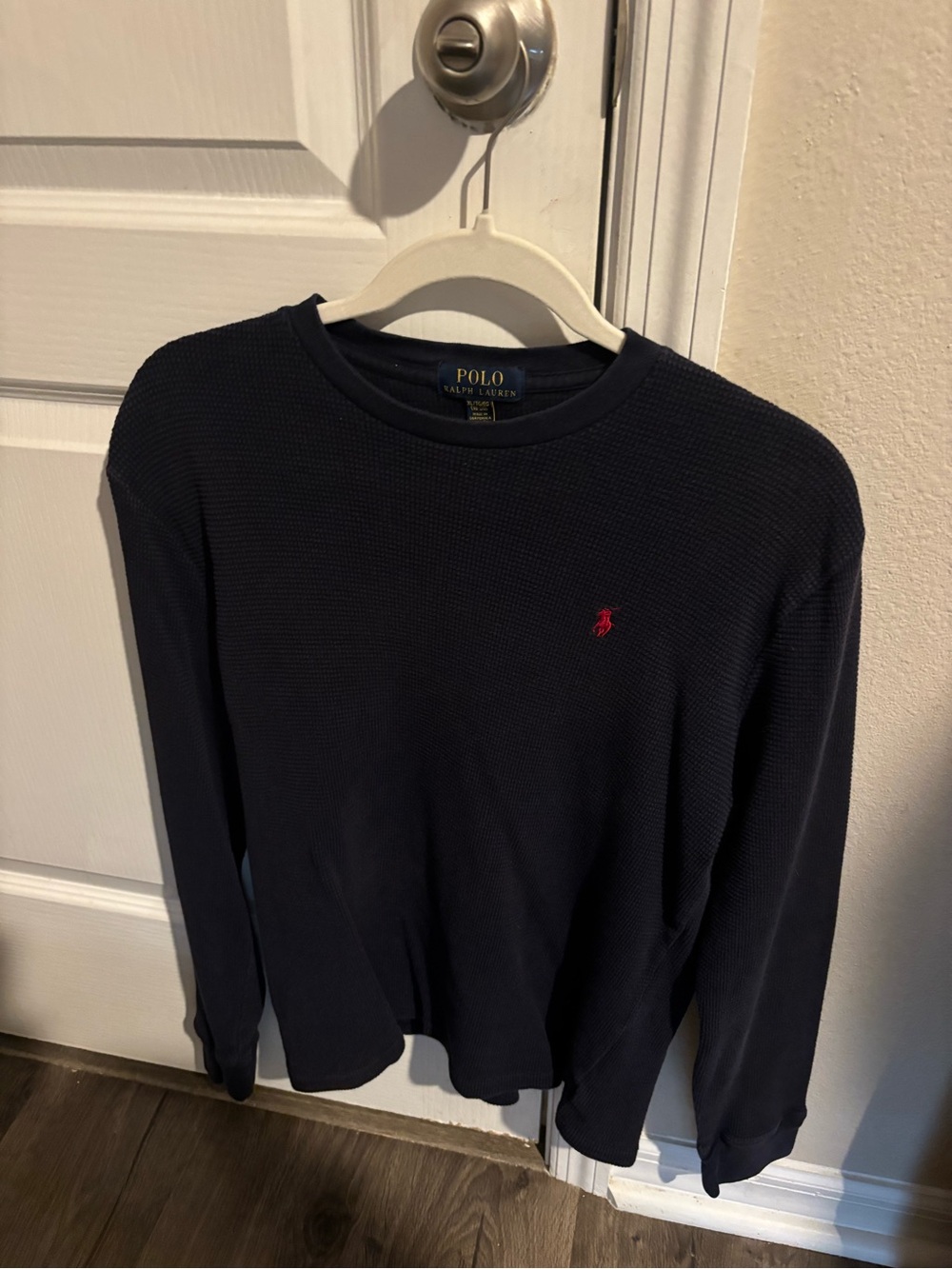 Polo by Ralph Lauren Boys Navy Long-Sleeve Waffle Knit Sweater